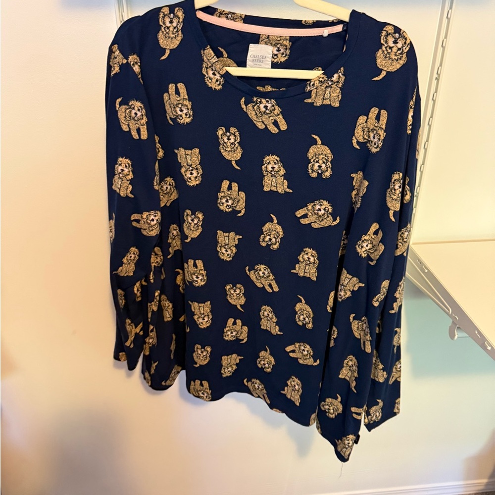 Chelsea Peers Navy Dog Print pajama set size 24